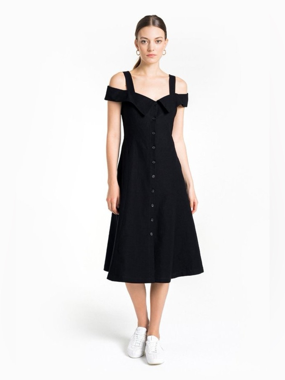 A.L.C. Hudson Linen Blend Midi Dress Black Size 4